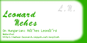 leonard mehes business card